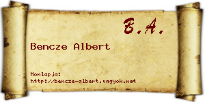 Bencze Albert névjegykártya